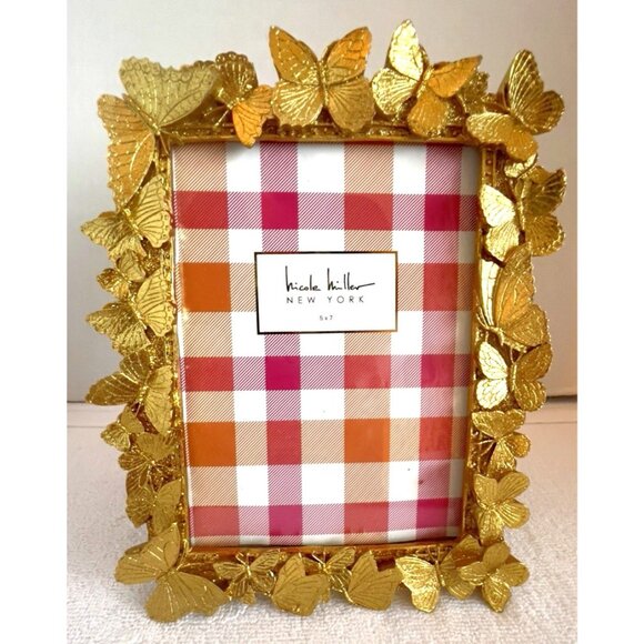 Nicole Miller Butterfly Photo Frame 5 x 7 Vertical Horizontal Gold Resin Gift - Picture 1 of 11